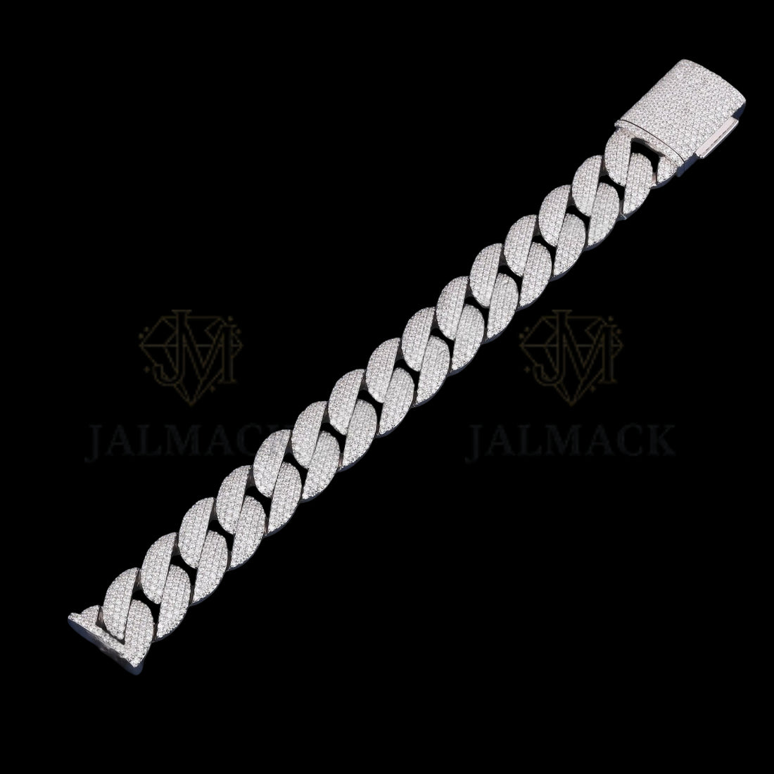 Silver Domed-Link Moissanite Cuban Bracelet VVS1 Fully Iced Out