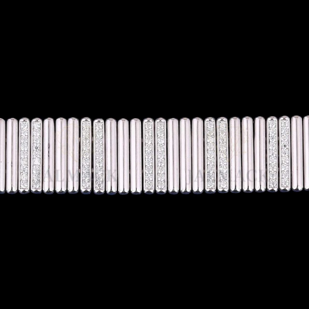 Wide Ribbed Moissanite Link Bracelet VVS1 D Color Silver
