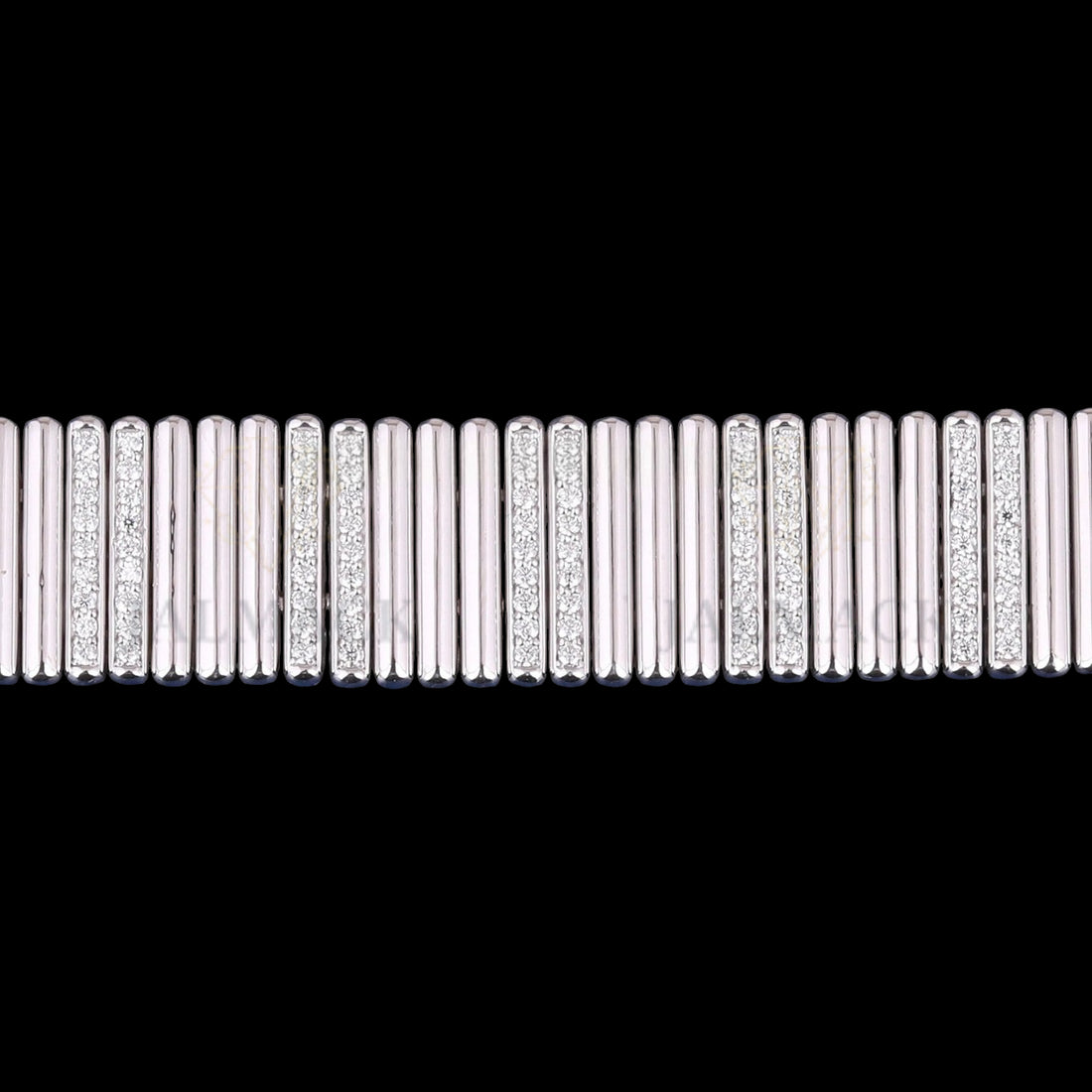 Wide Ribbed Moissanite Link Bracelet VVS1 D Color Silver