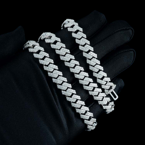 10MM Fully Iced Pave Cuban Link VVS1 D Color Moissanite Chain 925 Sterling Silver