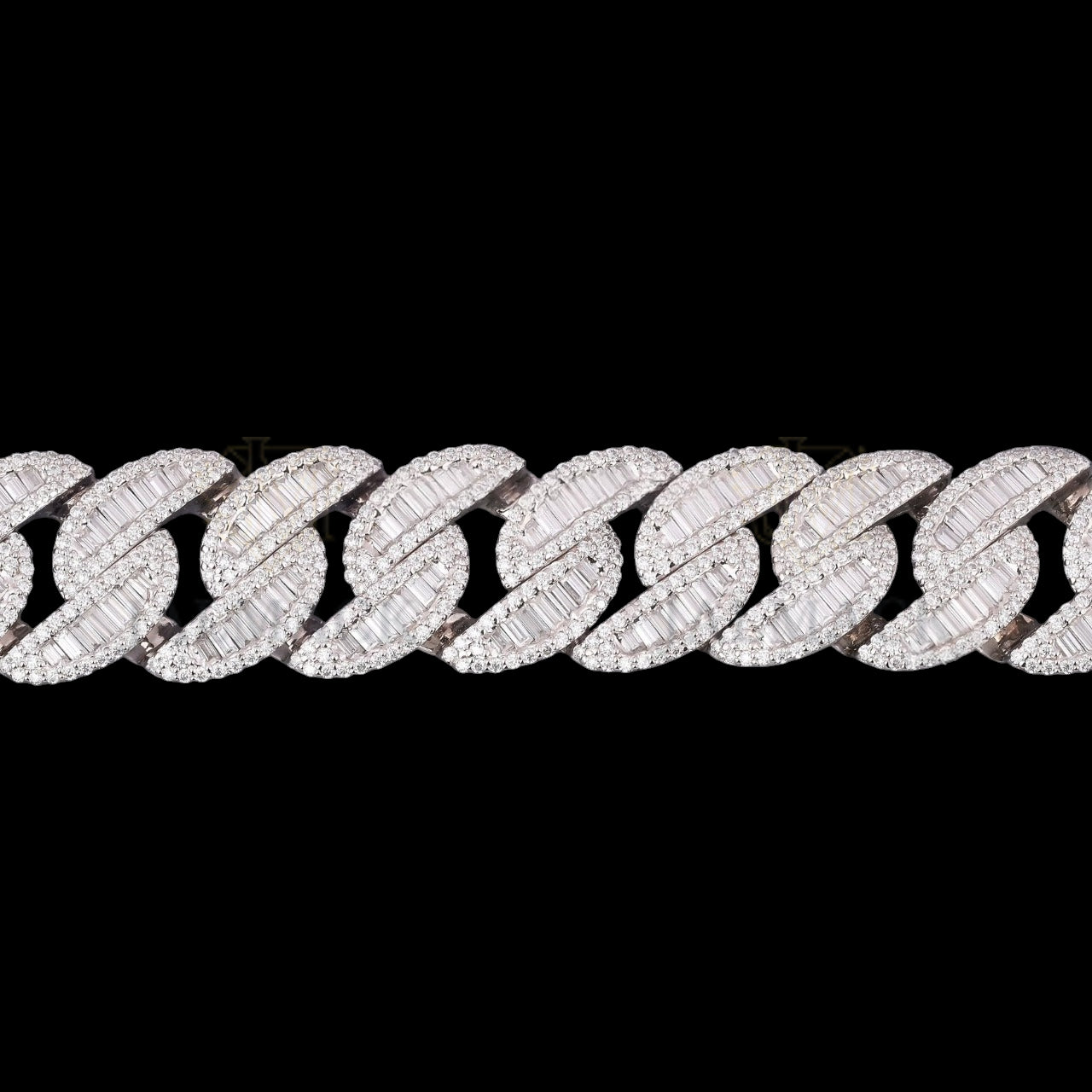 Silver Baguette Moissanite Miami Cuban Bracelet VVS1 Fully Iced Out