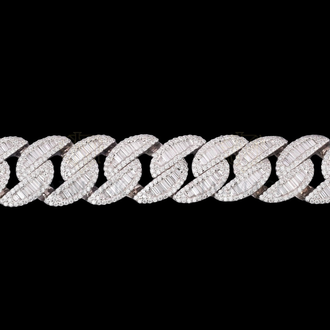 Silver Baguette Moissanite Miami Cuban Bracelet VVS1 Fully Iced Out