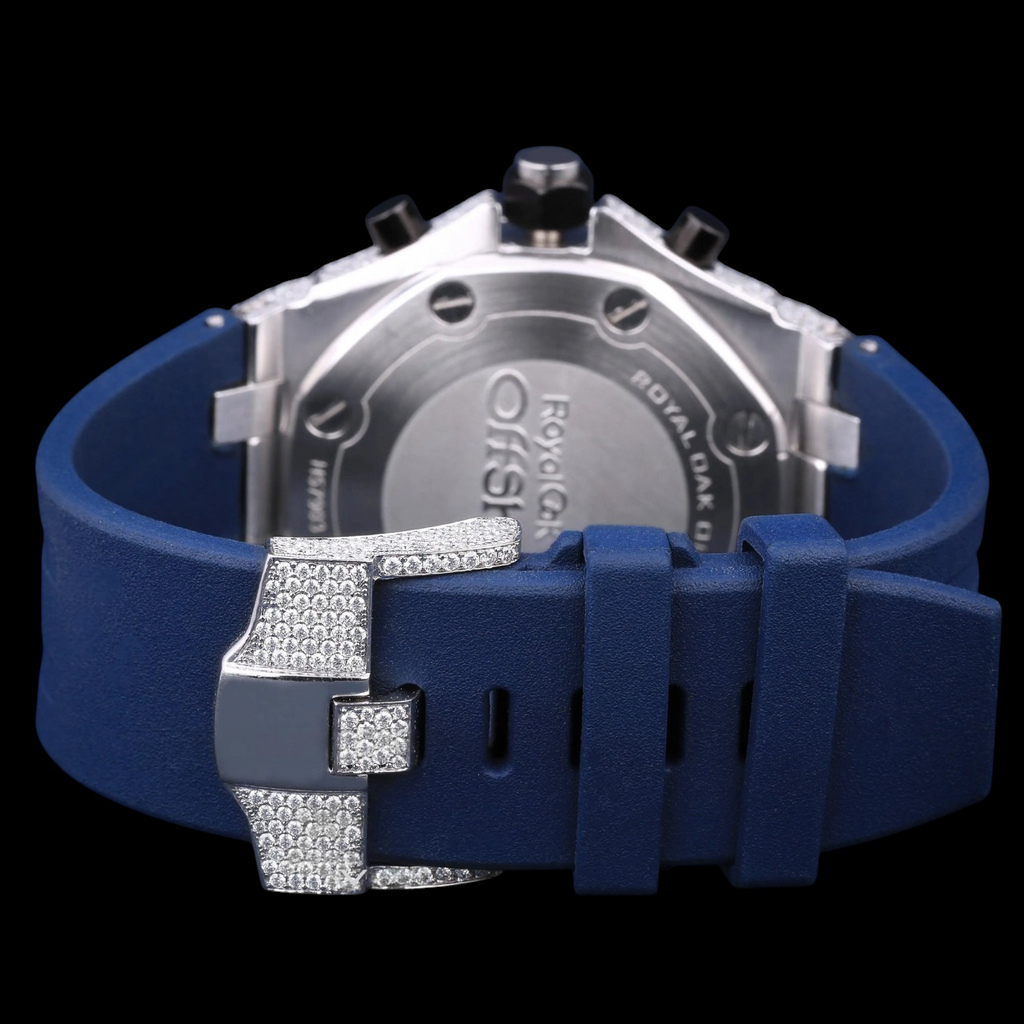 Blue VVS1 D Color Moissanite Chronograph Automatic Watch