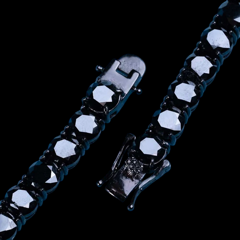 6MM Black VVS1 Moissanite Tennis Chain Black Rhodium Plated 925 Sterling Silver
