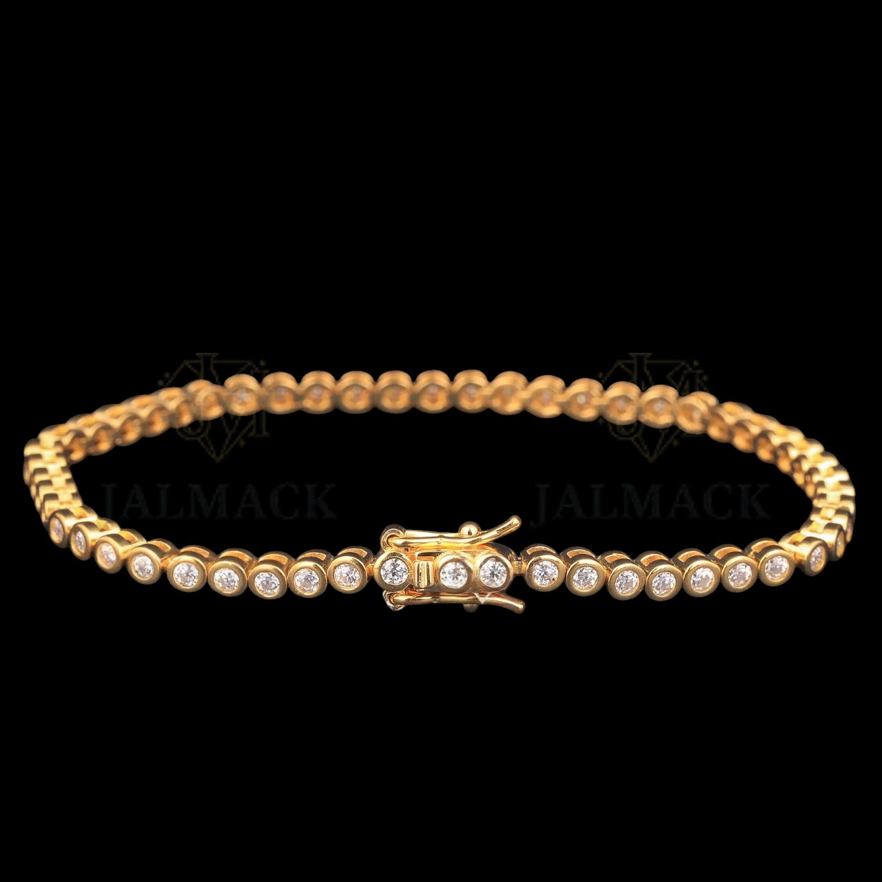 Yellow Gold Bezel Set Moissanite Tennis Bracelet VVS1 D Color