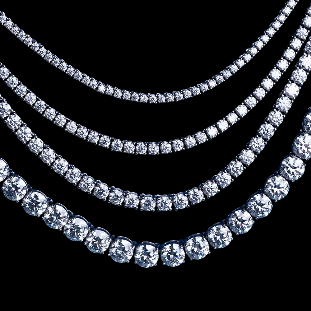 925 Sterling Silver Round Cut VVS Moissanite Tennis Chain 2MM 3MM 4MM 5MM 6MM Hip Hop Necklace