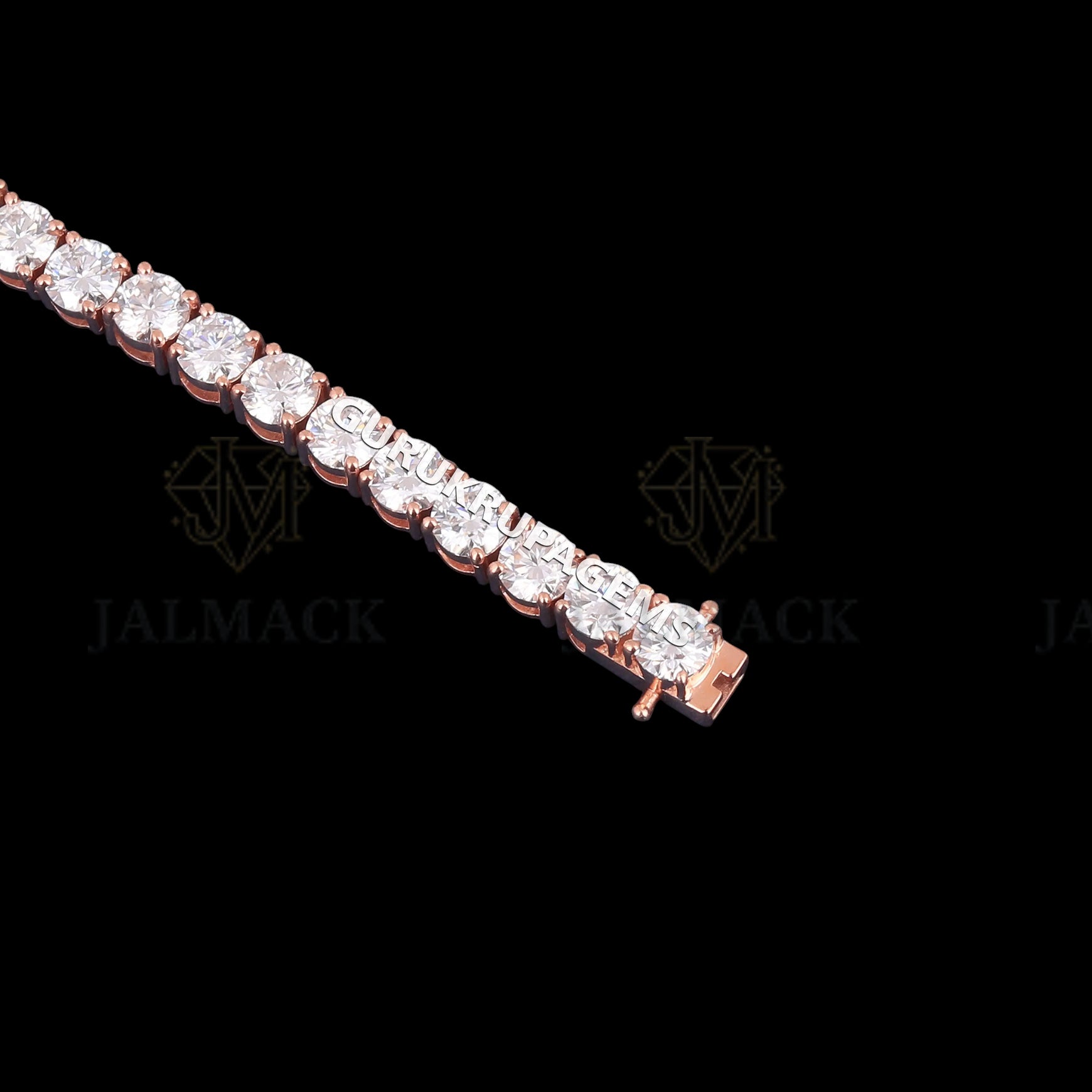 Rose Gold Round Cut Moissanite Tennis Bracelet VVS1 D Color
