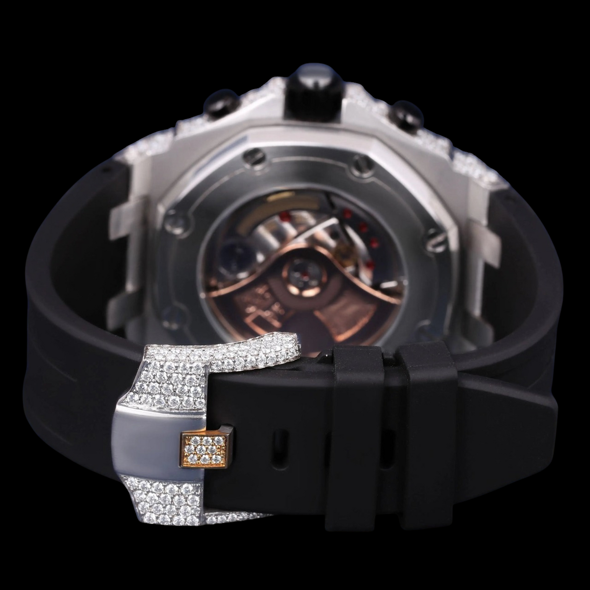Red Numeral Chronograph Moissanite Diamond Watch