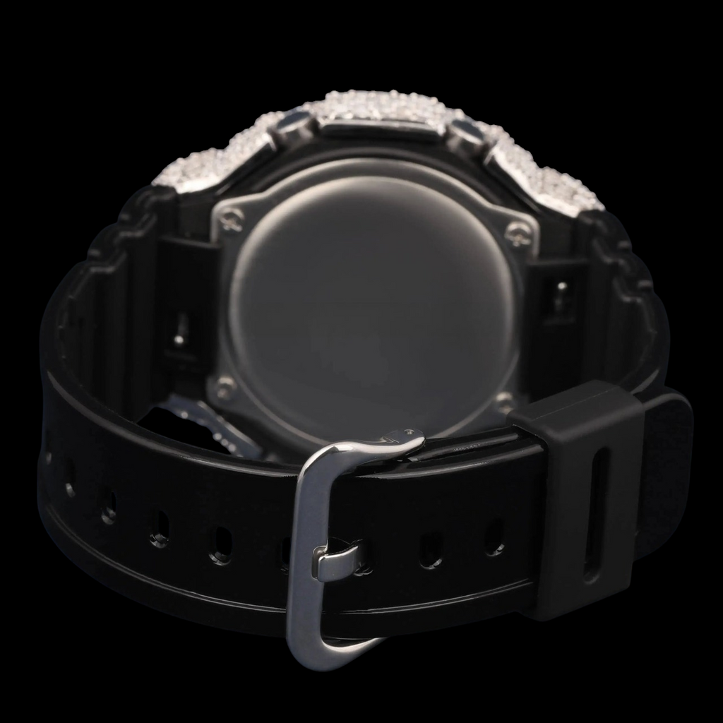 Golden Crown Black Band G-Shock VVS Moissanite Watch