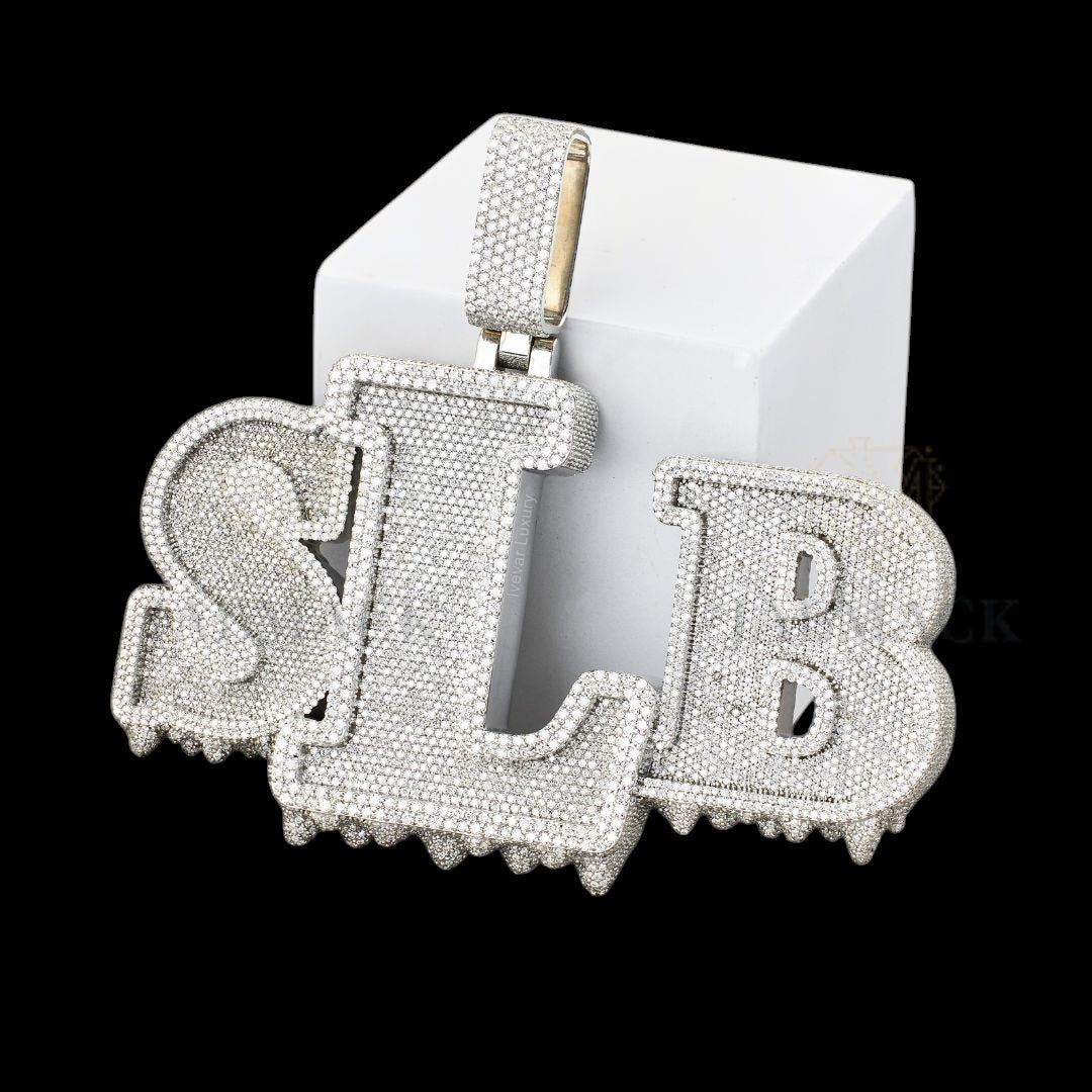 SLB Moissanite Letter Pendant VVS1 D Color Fully Iced Out