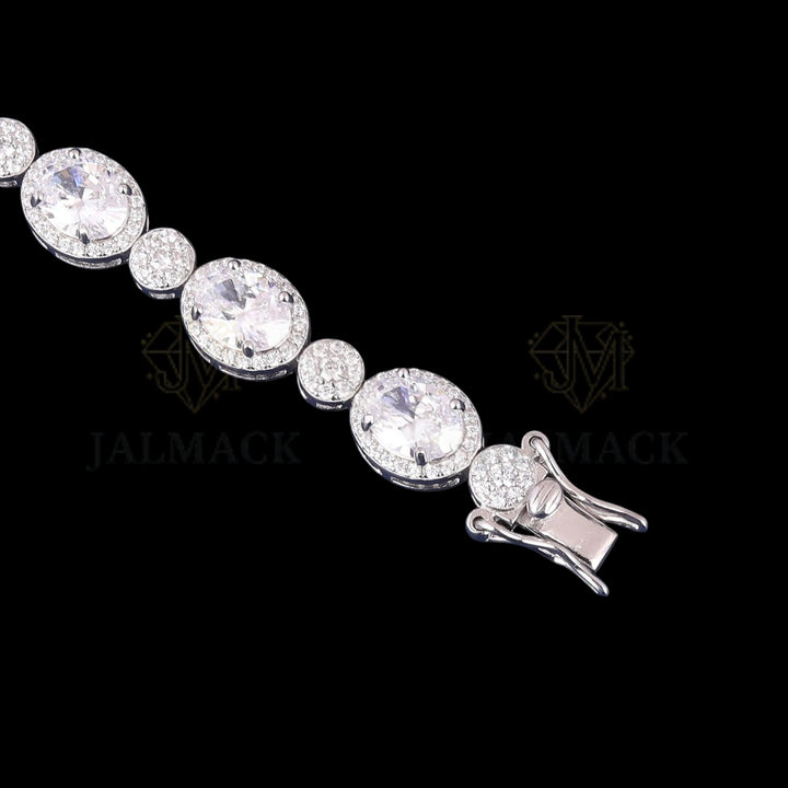 Oval Cut Moissanite Halo Link Bracelet VVS1 D Color