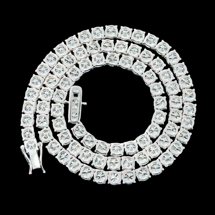 5MM Round Cut VVS1 D Color Moissanite Tennis Chain 925 Sterling Silver