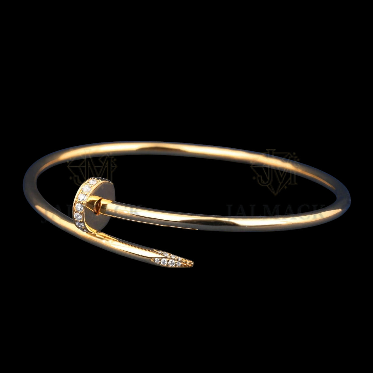 Yellow Gold Nail Moissanite Bangle Bracelet VVS1 D Color
