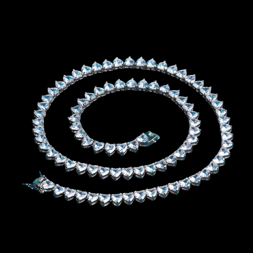 6MM Heart Cut VVS1 D Color Moissanite Tennis Chain 925 Sterling Silver