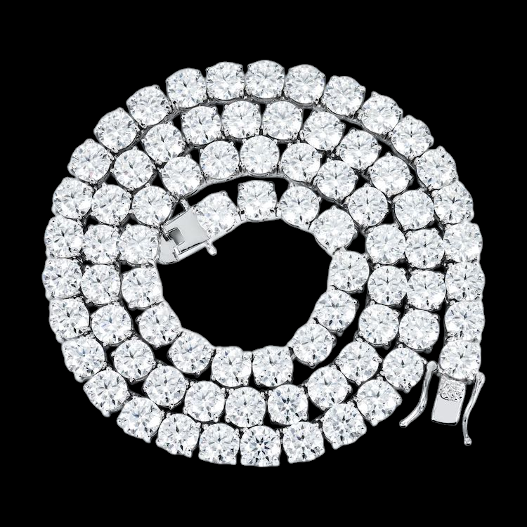 5MM Round Cut VVS1 D Color Moissanite Tennis Chain 925 Sterling Silver