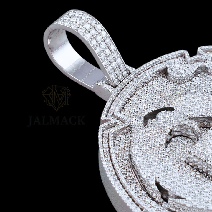 Custom Dual Portrait Moissanite Medallion Pendant Fully Iced Out