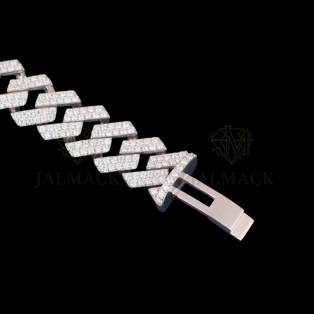 Silver Flat-Link Moissanite Cuban Bracelet VVS1 D Color Fully Iced Out