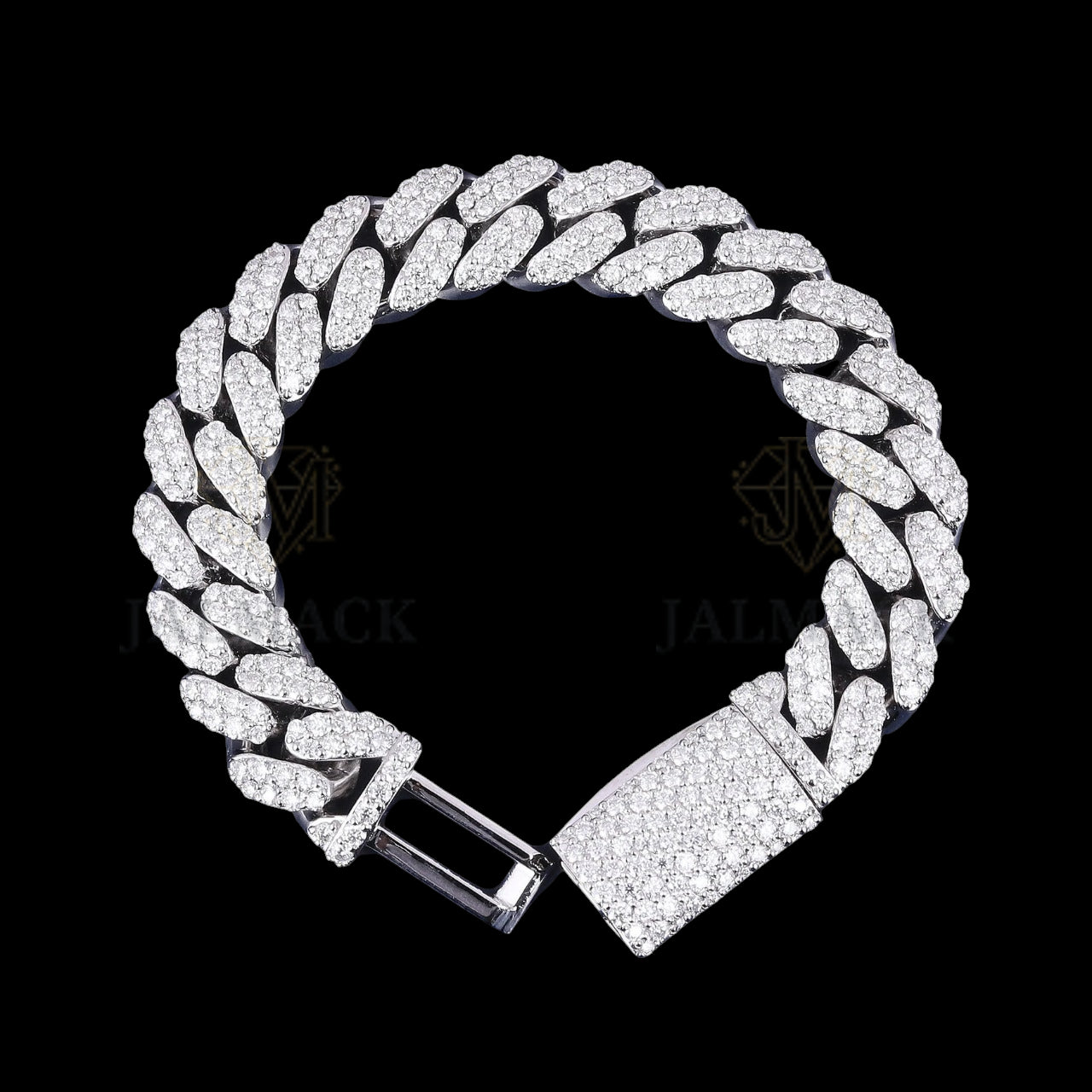 Luxury Silver Moissanite Miami Cuban Bracelet VVS1 Fully Iced Out