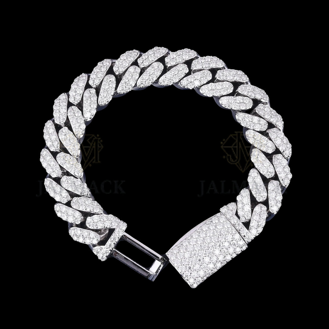 Luxury Silver Moissanite Miami Cuban Bracelet VVS1 Fully Iced Out