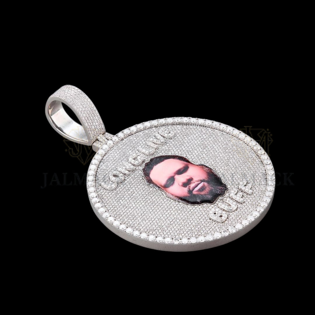 Personalized Long Live BUFF Photo Moissanite Medallion Fully Iced Out