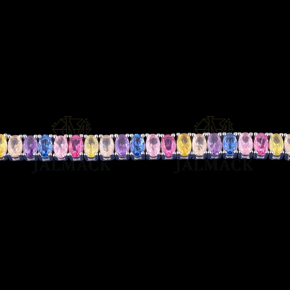 Rainbow Oval Cut Moissanite Tennis Bracelet 925 Silver