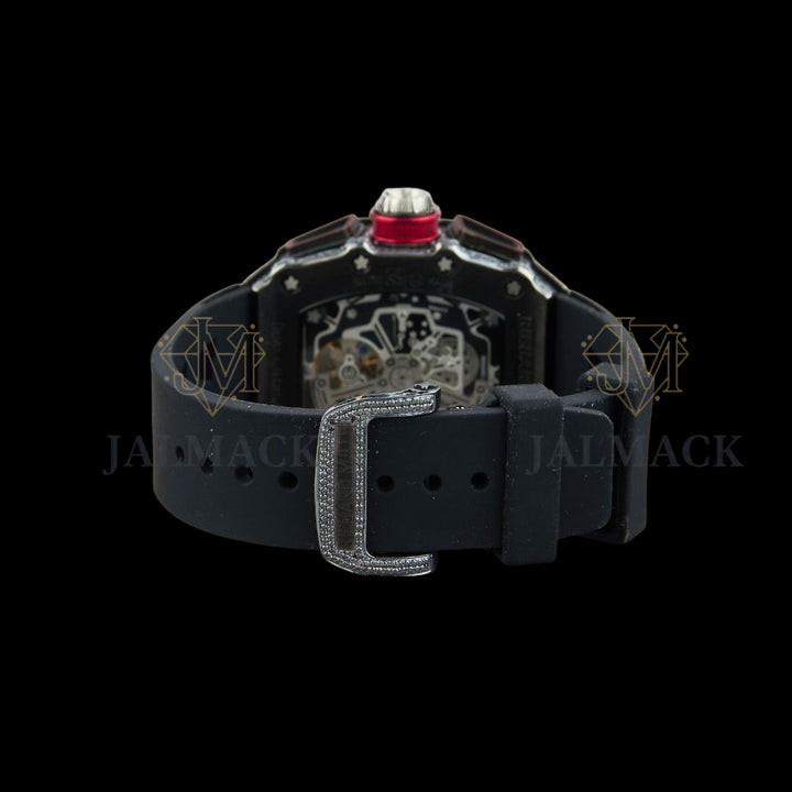 Black Skeleton Fully Iced Moissanite Sport Watch