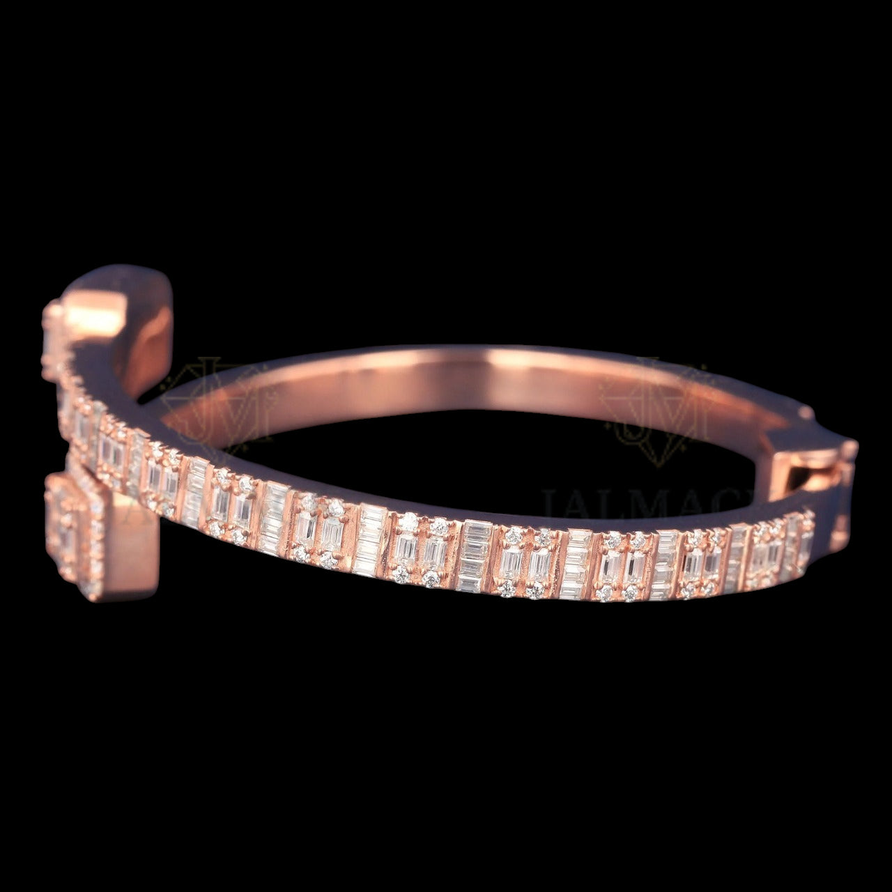 Rose Gold Baguette Moissanite Wrap Bangle VVS1 D Color