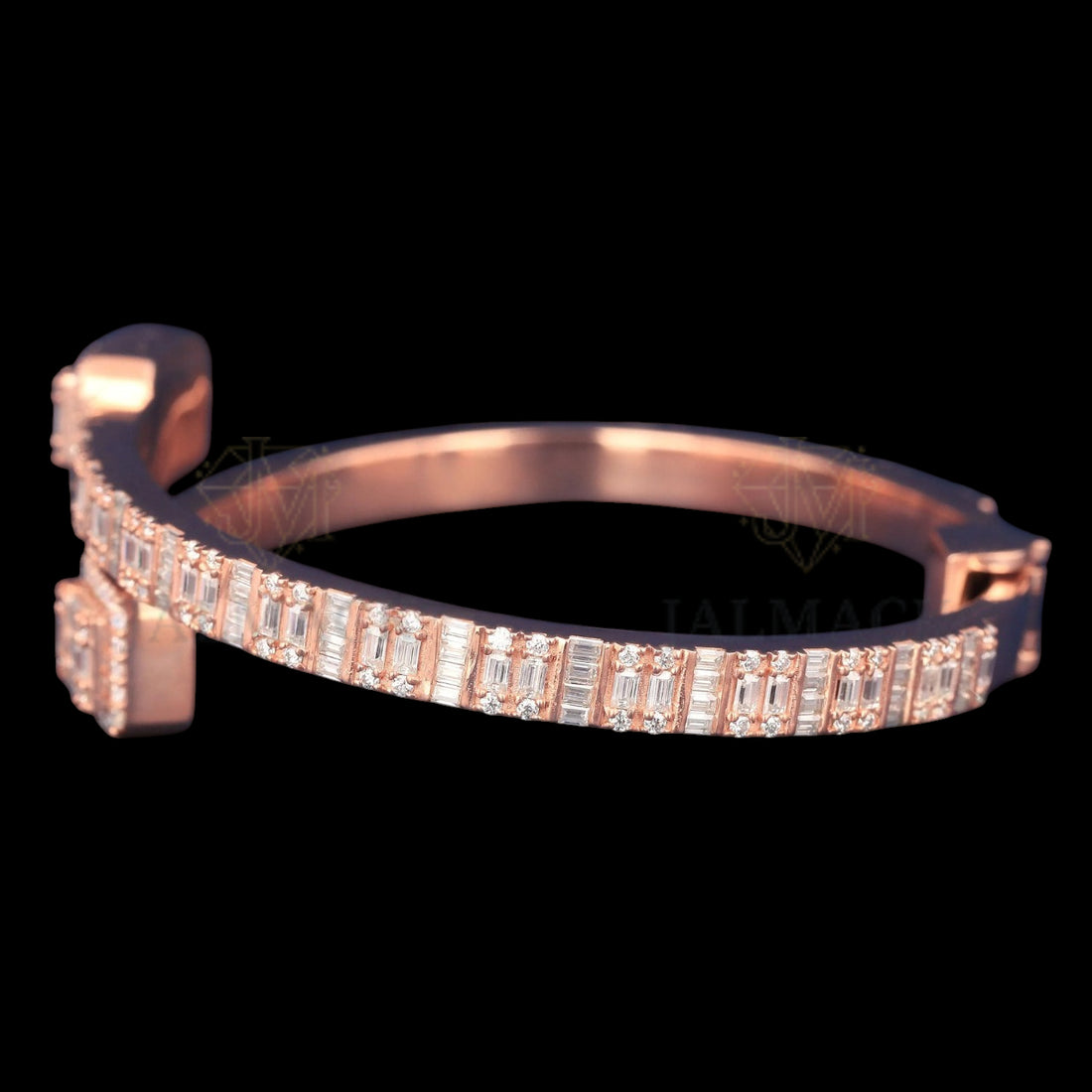 Rose Gold Baguette Moissanite Wrap Bangle VVS1 D Color