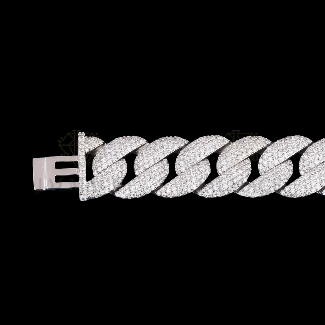 Silver Domed-Link Moissanite Cuban Bracelet VVS1 Fully Iced Out