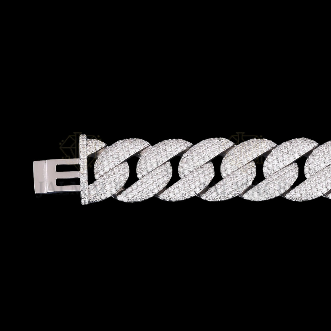 Silver Domed-Link Moissanite Cuban Bracelet VVS1 Fully Iced Out
