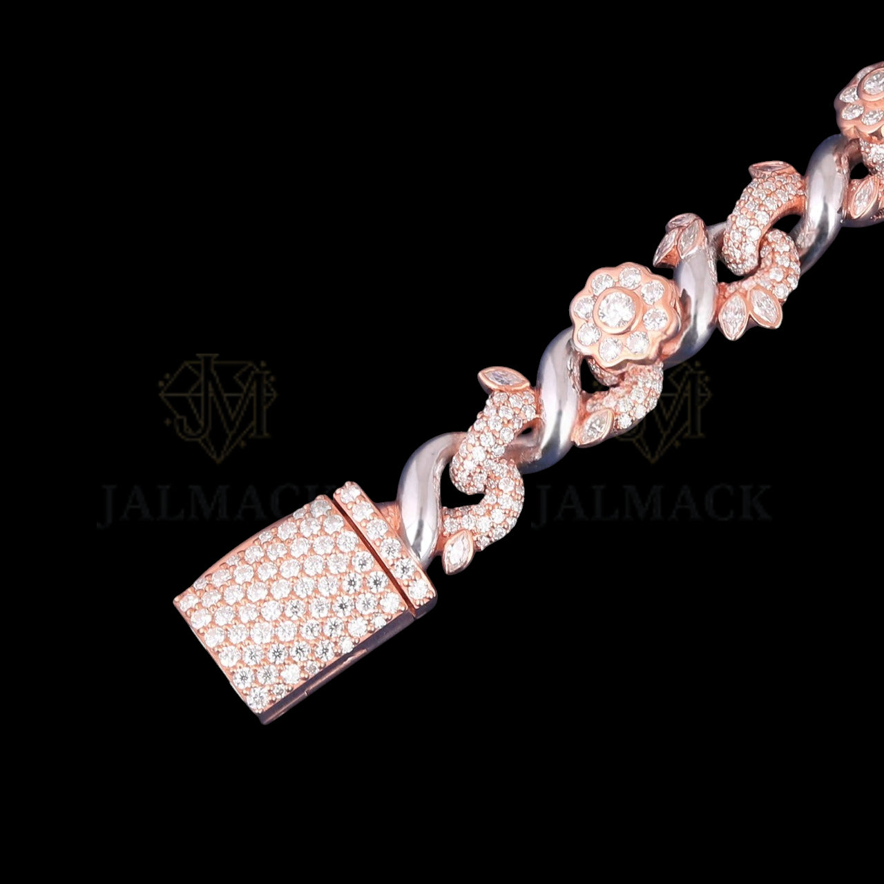 Two-Tone Floral Vine Moissanite Link Bracelet VVS1 D Color