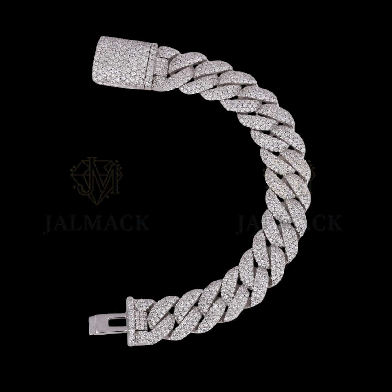 Silver Fully Iced Moissanite Miami Cuban Bracelet VVS1 D Color