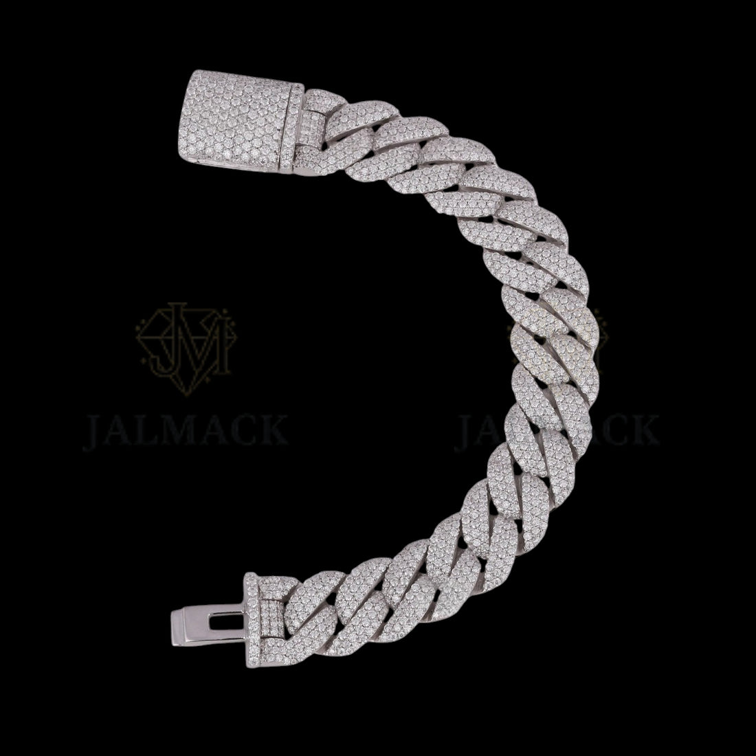 Silver Fully Iced Moissanite Miami Cuban Bracelet VVS1 D Color