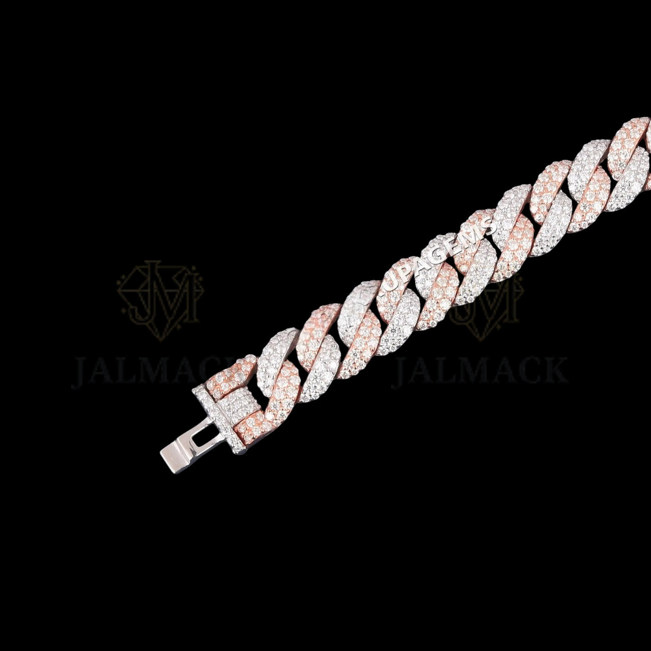 Two-Tone Moissanite Cuban Link Bracelet VVS1 D Color