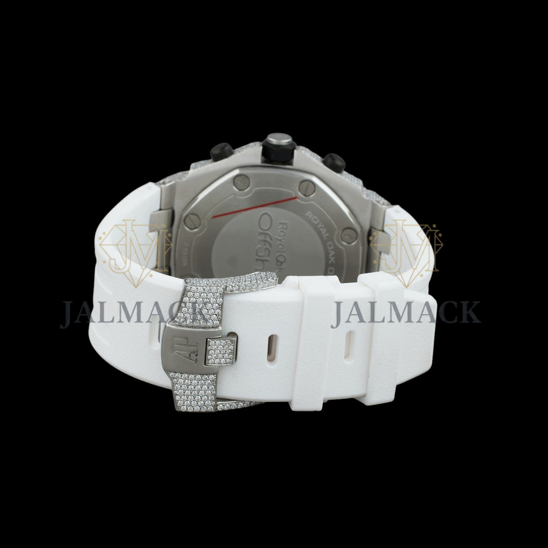 Silver Dial Arabic Numeral Round-Cut Moissanite Chronograph Watch