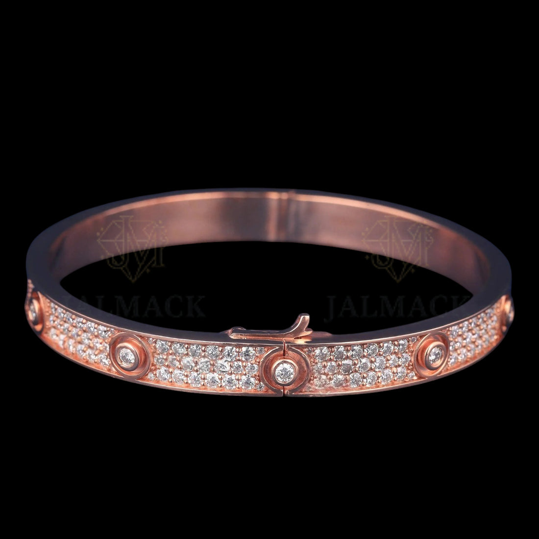 Rose Gold Pavé Bezel Moissanite Bangle Bracelet VVS1 D Color
