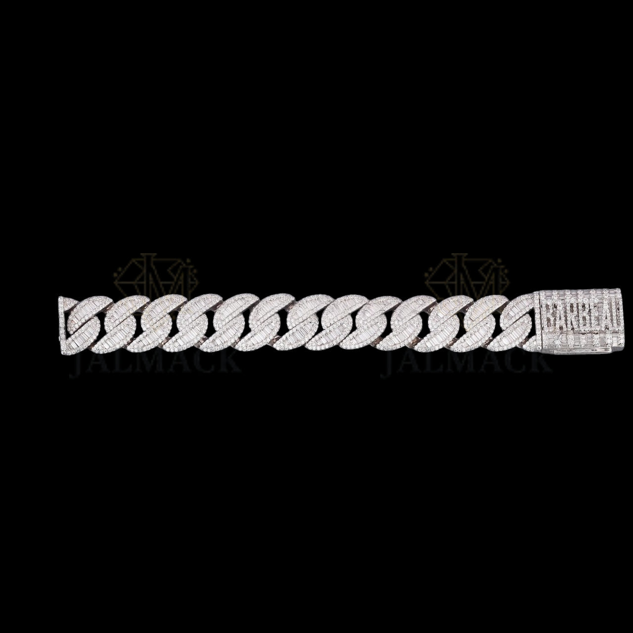 Silver Baguette Moissanite Miami Cuban Bracelet VVS1 Fully Iced Out