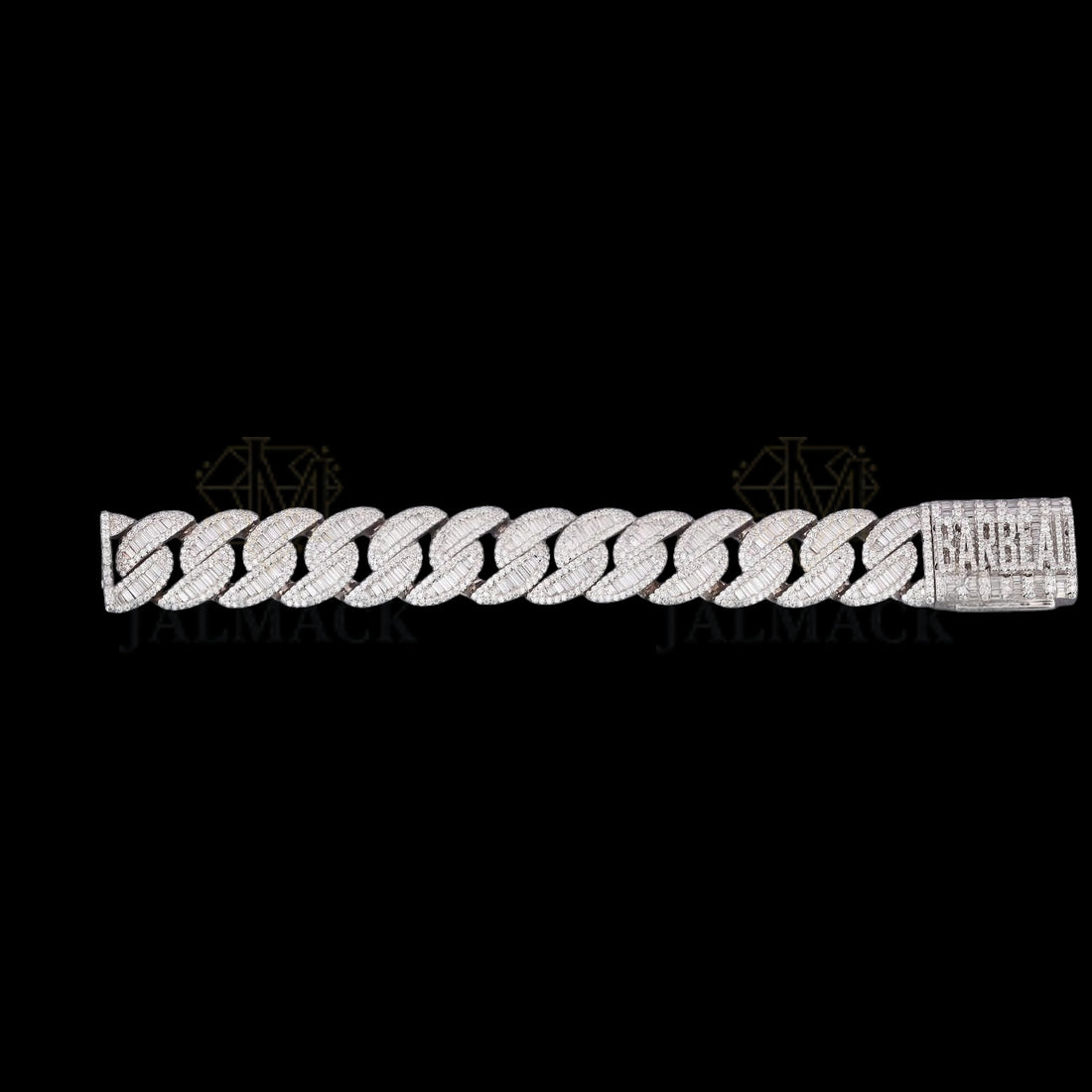 Silver Baguette Moissanite Miami Cuban Bracelet VVS1 Fully Iced Out