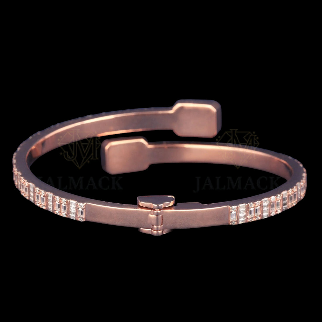 Rose Gold Baguette Moissanite Wrap Bangle VVS1 D Color