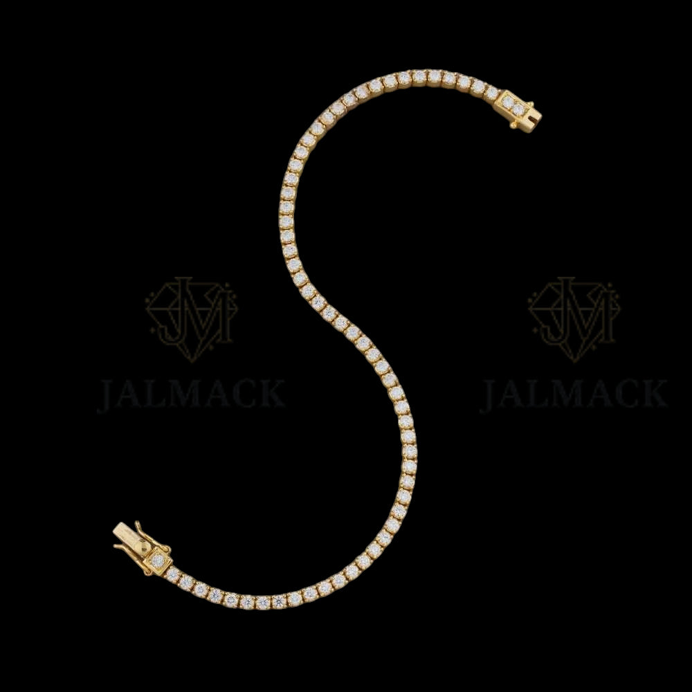 Yellow Gold Round Moissanite Tennis Bracelet VVS1 D Color
