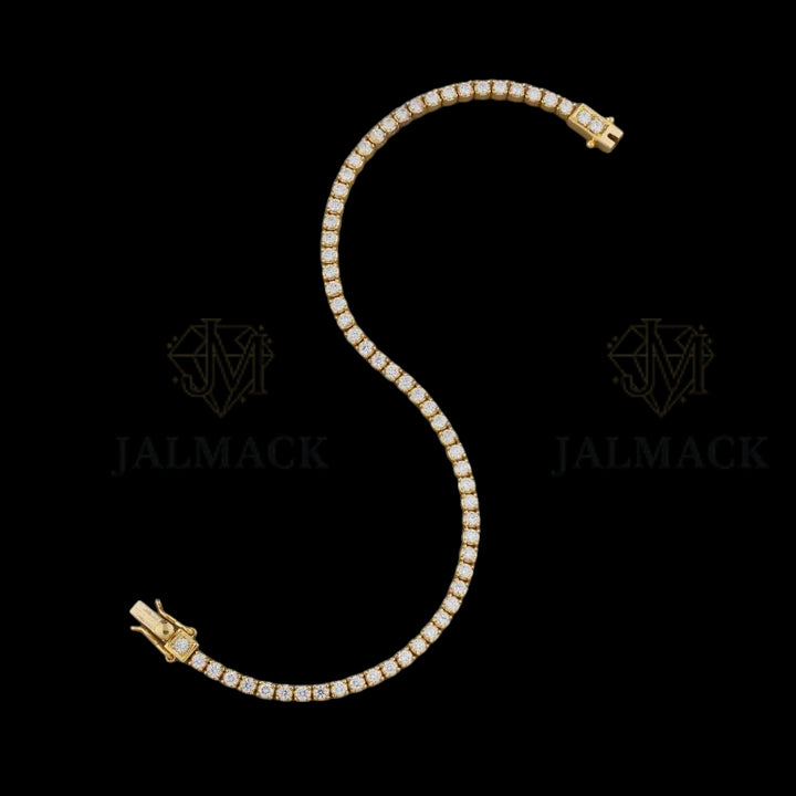 Yellow Gold Round Moissanite Tennis Bracelet VVS1 D Color