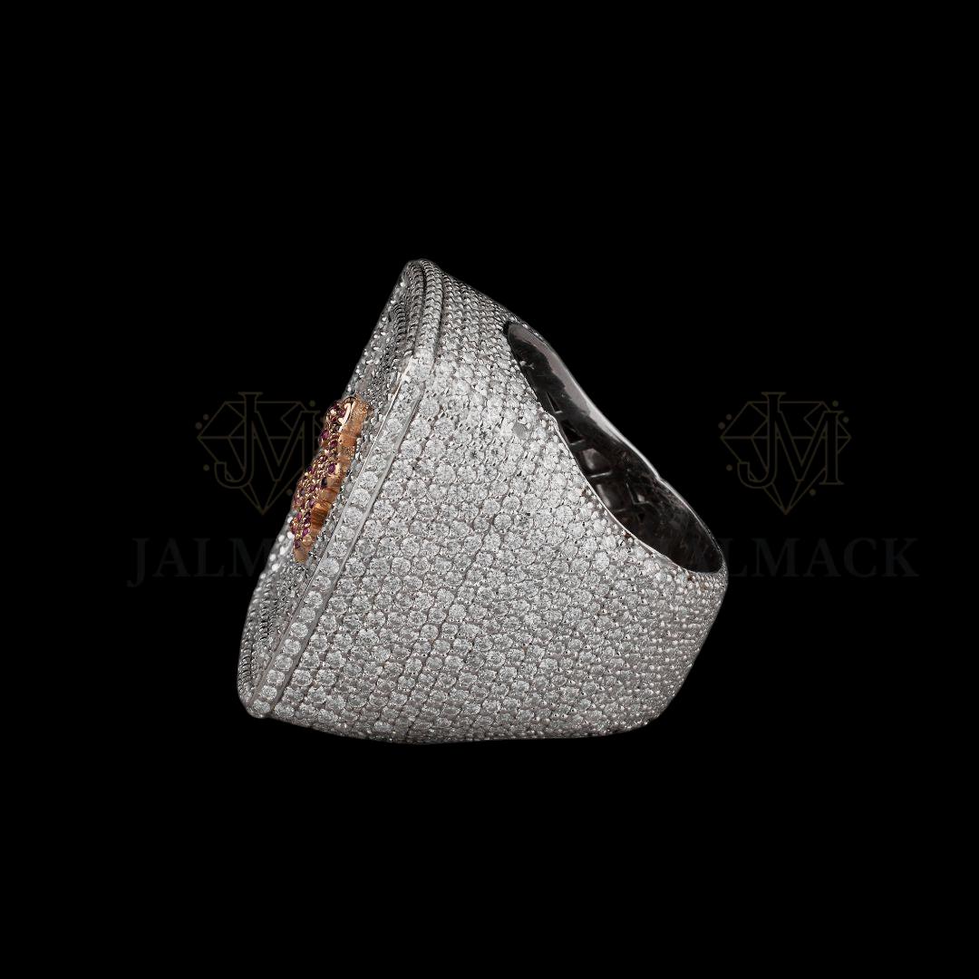 Custom Pink Logo Moissanite Championship Ring Fully Iced Out