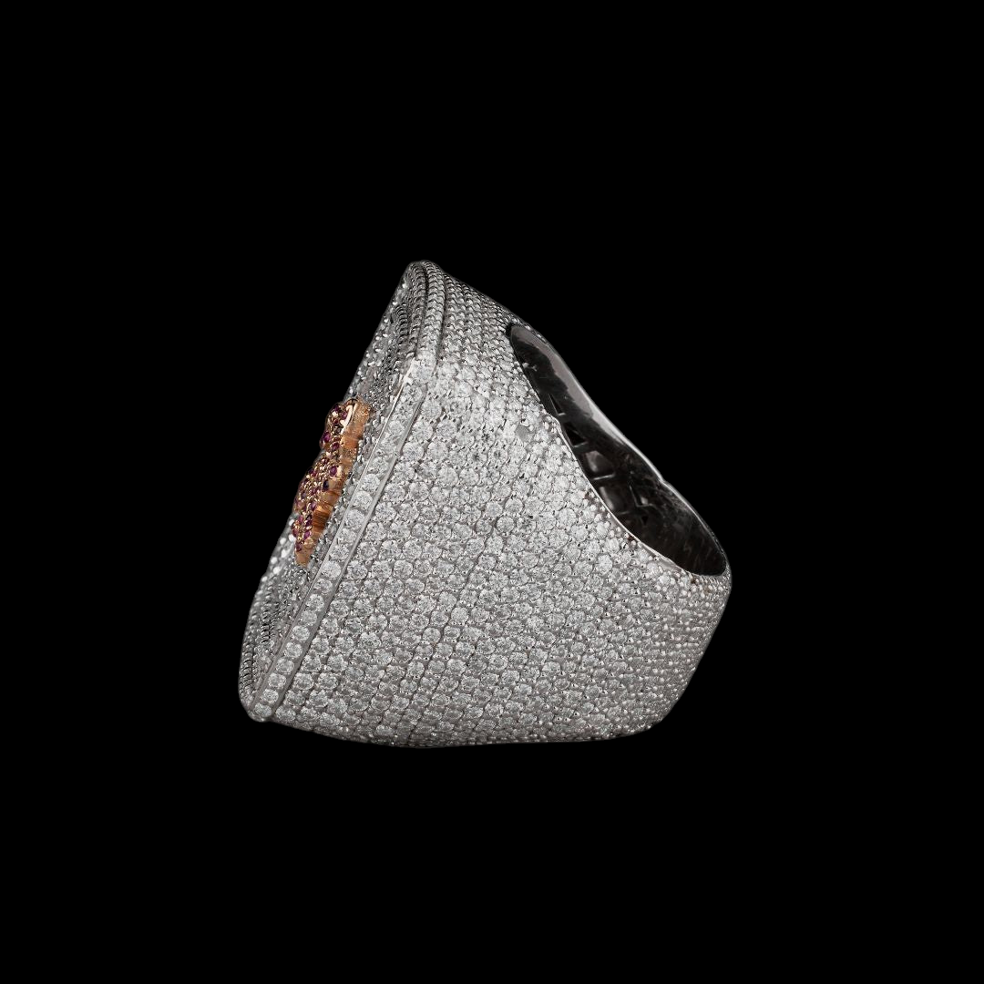 Custom Pink Logo Moissanite Championship Ring Fully Iced Out