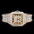 Luxury Two-Tone Roman Moissanite Automatic Date Watch VVS1 D Color Fully Iced Out