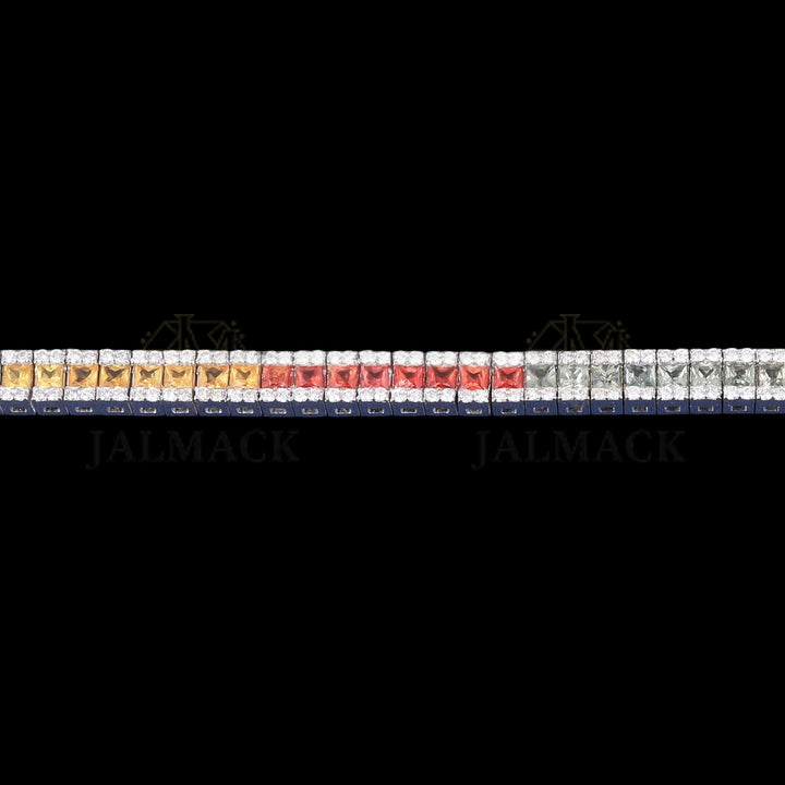 Multicolor Princess Cut Moissanite Tennis Bracelet VVS1