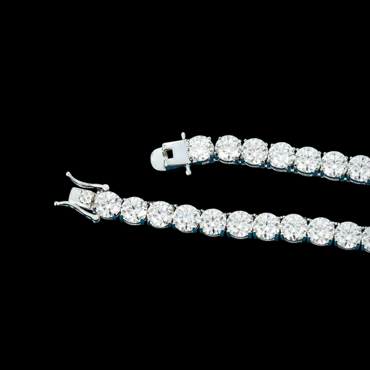 6MM Round Cut VVS1 D Color Moissanite Tennis Chain 925 Sterling Silver