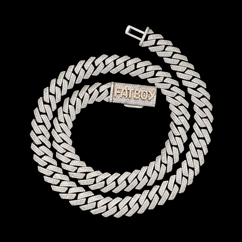 15MM Pave Cuban Link VVS1 D Color Moissanite Chain 925 Sterling Silver