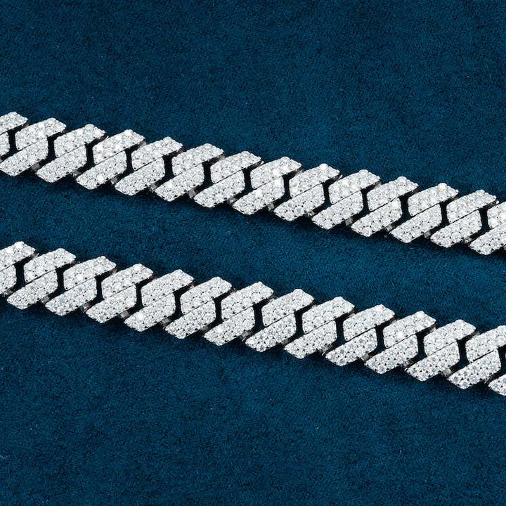 10MM Fully Iced Pave Cuban Link VVS1 D Color Moissanite Chain 925 Sterling Silver