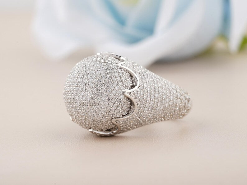 Iced Out Real Moissanite Diamond Hip Hop Ring - Hip Hop Custom Name Ring, Moissanite Diamond in Silver Ring