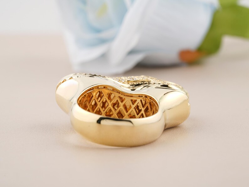 VVS1 Moissanite Hip Hop Shoes Ring - 10k Yellow Gold Plated Luxury Ring, 925 Sterling Silver Men Ring, Birthday Gift for Him